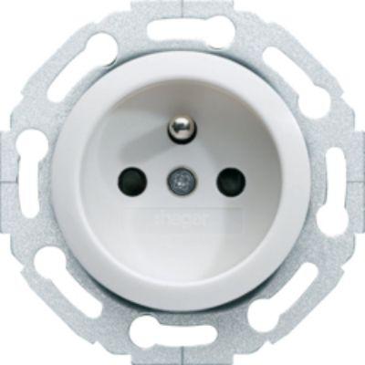 WMV100B Hager White 1 Gang Plug Socket, 2P+T Poles, 16A, French 2P, Indoor Use