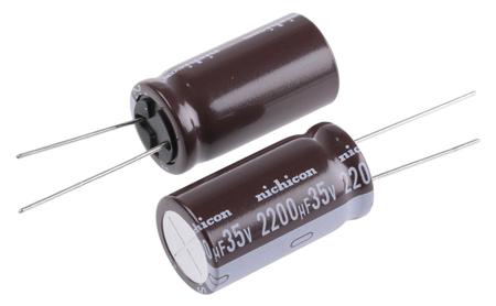 UPS1V222MHD Nichicon 2200μF Aluminium Electrolytic Capacitor 35V dc, Radial, Through Hole -