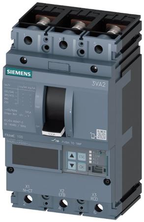 3VA2010-6KQ32-0AA0 Siemens, SENTRON MCCB 3P 100A, Breaking Capacity 85 kA, Fixed Mount