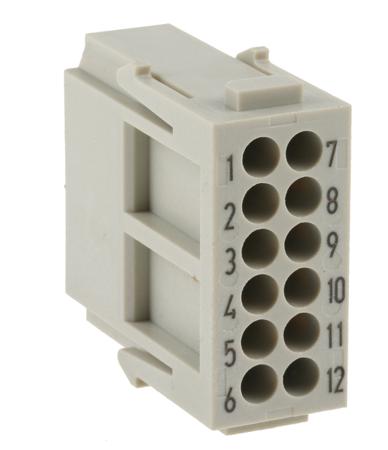 09140123001 HARTING Heavy Duty Power Connector Module, 10A, Male, Han-Modular Series, 12 Contacts