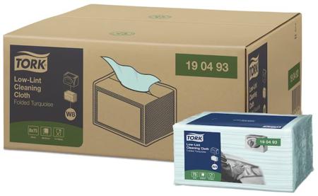 190493 Tork Pack of 75 Blue Tork Low-Lint Cleaning Dry Wipes