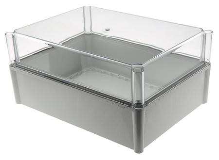 PC 3828 18 T ENCLOSURE Fibox SOLID PC Series Grey Polycarbonate Enclosure, IP67, Transparent Lid, 378 x 278 x 180mm