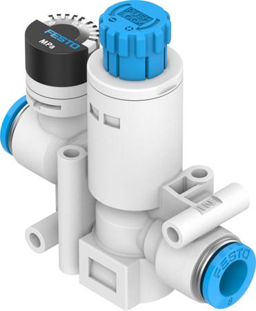 VRPA-CM-Q6-E Festo Push In 6 mm Regulator - 1bar to 8bar, 8bar max. input,