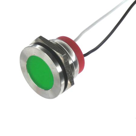 PL22SL025 CML Innovative Technologies PL22SL Series Green Panel LED, 110V, 22mm Mounting Hole Size, Lead Wires Termination, IP67