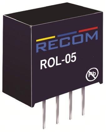 ROL-0512S Recom ROL 0.5W Isolated DC-DC Converter Through Hole, Vin 4.5 → 5.5 V dc, Vout 12V dc