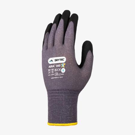 SKG00022FB Skytec Aria 360 Black, Grey 15 Gauge GeniumTM, Nylon, Spandex Abrasion Resistant Gloves, Size 6, Extra Small, Foam