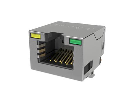 RJE3B1886412 Amphenol Communications Solutions RJE3B18864 Series Female Ethernet Connector, Surface Mount, Cat6, EMI Shield 1 Port 8