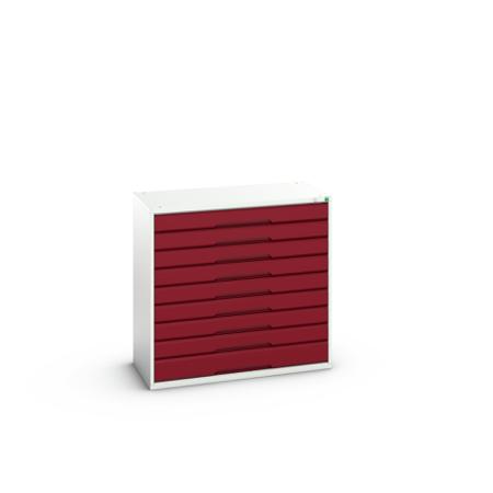 16925257.24 Bott 9 Cabinet, Steel, 1000mm x 1050mm x 550mm, Light Grey, Red