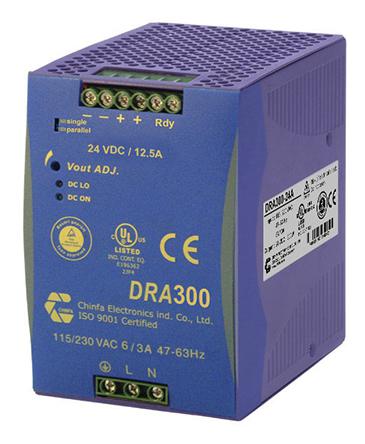 DRA300-24A DRA300 DIN Rail Power Supply, 300W, 24V dc/ 12.5A