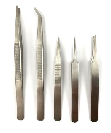 429-670 RS PRO 160mm, Low Carbon Austenitic Steel, Flat; Rounded, Tweezer Set