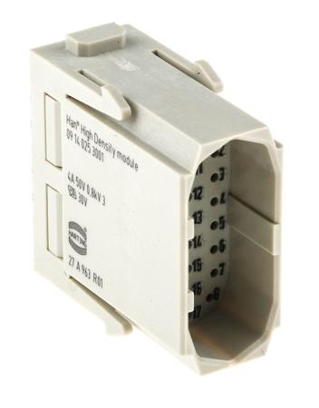 09140253001 HARTING Heavy Duty Power Connector Module, 5A, Male, Han-Modular Series, 25 Contacts