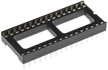 A 32-LC-TT ASSMANN WSW 2.54mm Pitch Vertical 32 Way, Through Hole Stamped Pin Open Frame IC Dip Socket, 1A