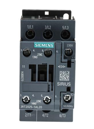 3RT2025-1AL20 Siemens 3RT2 Control Relay 3NO, 17 A F.L.C, 40 A Contact Rating, 7.5 kW, 230 Vac, 3P, SIRIUS