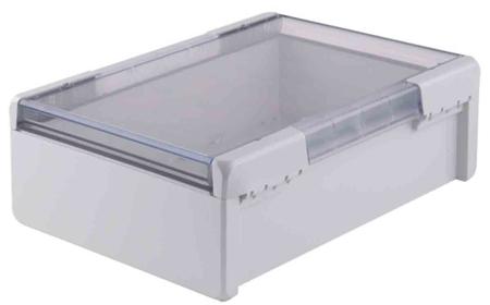 96027665-B-273612-PC-V0-G-7035 Bopla Bocube Series Light Grey Polycarbonate Enclosure, IP66, IP68, IK07, Transparent Lid, 284 x 364 x 120mm