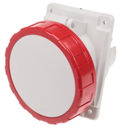 418-3267 Scame IP66, IP67 Red Panel Mount 3P+E Heavy Duty Power Connector Socket, Rated At 32A, 415 V