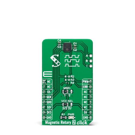 MIKROE-4952 MikroElektronika Magnetic Rotary 2 Click 3D Magnetic Sensor Add On Board for AEAT-9922 mikroBUS Socket