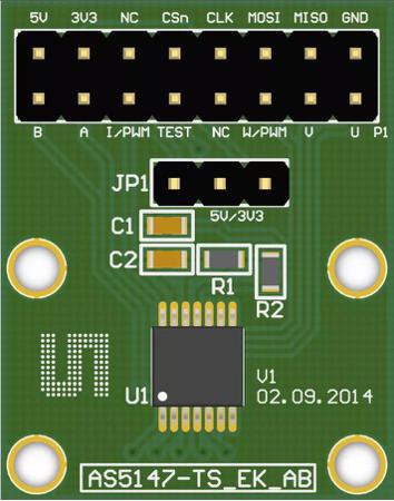 AS5147-TS_EK_AB ams OSRAM Surface Eval Kit Adapter Board 3.3 V 5 V, SPI, TSSOP, 16-Pin