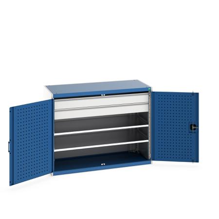 40022084-11V Bott 2 Door, 2 Drawer Sheet Steel Floor Standing Cupboard, 1300 X 650 X 1000mm