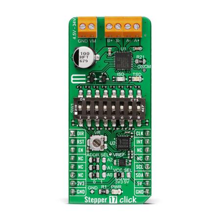 MIKROE-4547 MikroElektronika Stepper 17 Click Stepper Motor Driver for TB67S539FTG for mikroBUS Socket