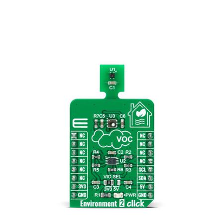 MIKROE-4558 MikroElektronika Environment 2 Click Add On Board for SGP40, SHT40 mikroBUS Socket