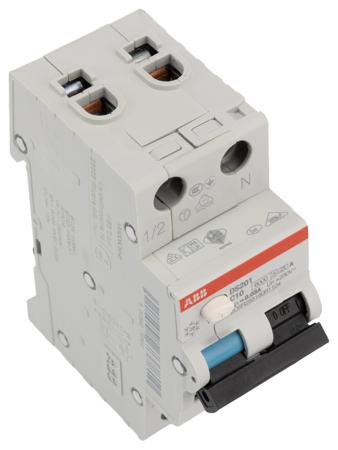2CSR255180R1104--DS201-C10-A30 ABB RCBO - 2P, 6 kA Breaking Capacity, 30mA Trip Sensitivity, DS201 Series
