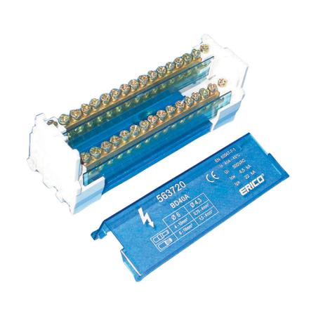 563720 nVent ERIFLEX Distribution Block, 2 Way, 6 → 16mm², 40A, 500 V, Blue