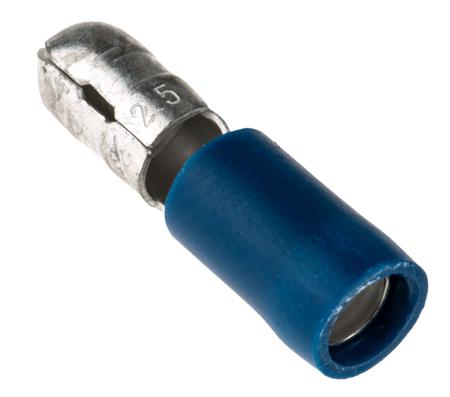 534-660 RS Pro Insulated Male Crimp Bullet Connector, 1.5mm² to 2.5mm², 16AWG to 14AWG, 5mm Bullet diameter, Blue
