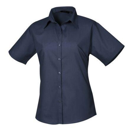 137-0657 RS Pro Navy Women's Cotton, Polyester Short Sleeved Blouse, UK- 14, EUR- 40