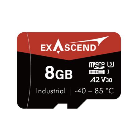 EX8GUSDV30-PIDE Exascend 8 GB Industrial MicroSDHC Micro SD Card, A2, Class 10, UHS-1 (U3), V30