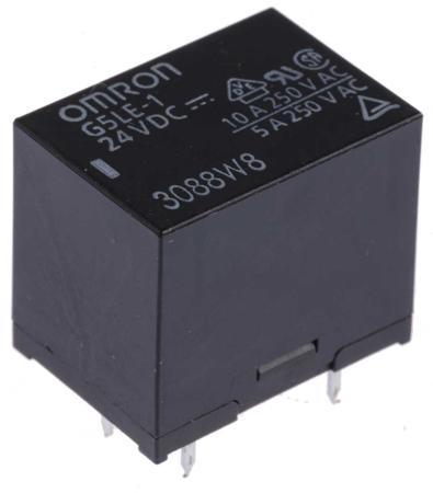 G5LE-1 24DC Omron PCB Mount Power Relay, 24V dc Coil, 10A Switching Current, SPDT
