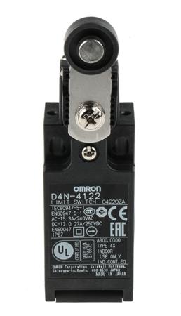 D4N-4122 D4N Safety Switch with Roller Lever Actuator, NO/NC