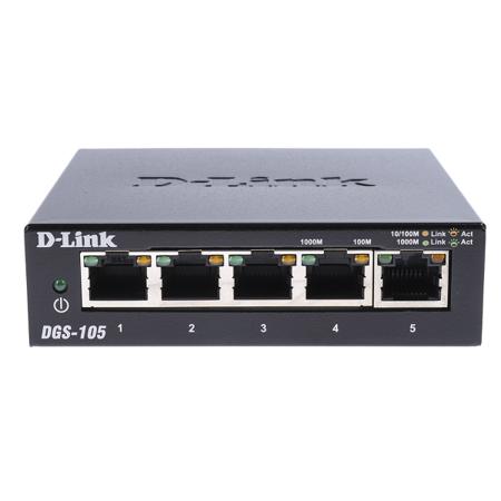 DGS-105/B D-Link 5-Port Gigabit Unmanaged Desktop Switch DGS-105, Unmanaged 5 Port Network Switch, UK