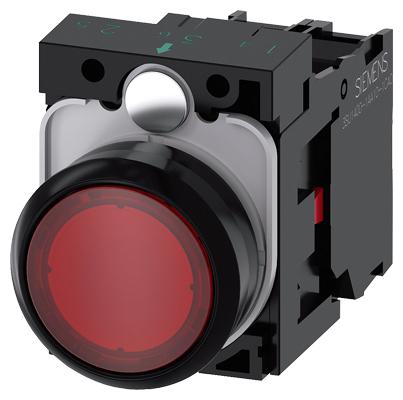 3SU1106-0AB20-1CA0 Siemens SIRIUS ACT 3SU11 Series Illuminated Push Button Complete Unit, Panel Mount, 22mm Cutout, SPST