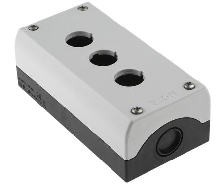 216538 M22-I3 Eaton Grey Plastic M22 Push Button Enclosure - 3 Hole 22mm Diameter
