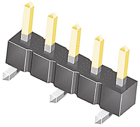TSM-105-01-L-SV Samtec TSM Series Straight Surface Pin Header, 5 Contact(s), 2.54 mm Pitch, 1 Row, Unshrouded