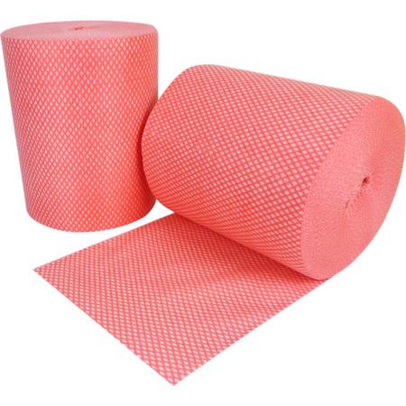ELR700R EcoTech Envirolite Red Polyester, Viscose Rayon Cloths for Cleaning, Wet & Dry Use, Roll of 700, 24 x 36cm, Single Use