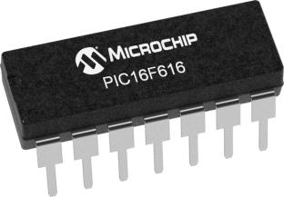 PIC16F616-I-P Microchip PIC16F616-I/P, 8bit PIC Microcontroller, 20MHz, 2048 words Flash, 14-Pin PDIP