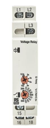 102-6136 RS PRO Phase, Voltage Monitoring Relay, 3 Phase, SPDT, DIN Rail