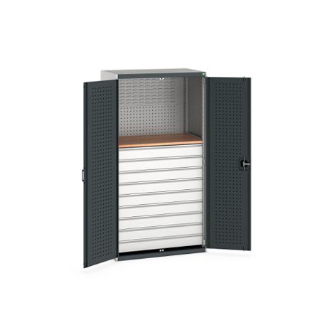 40021204-19V Bott 2 Door, 9 Drawer Sheet Steel Floor Standing Cupboard, 1050 X 650 X 2000mm