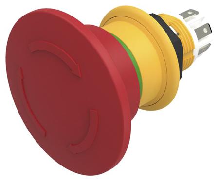 61-6461.4077 EAO 61 Compact Series Twist Release Emergency Stop Push Button, Panel Mount, 16mm Cutout, 1 NO + 1 NC, IP67, IP69K
