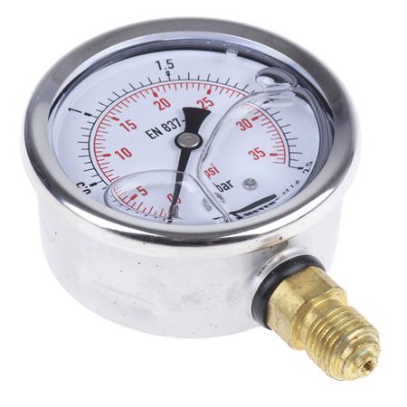 1613003 Sferaco  Analogue Positive Pressure Gauge Bottom Entry 2.5bar, Connection Size G 1/4