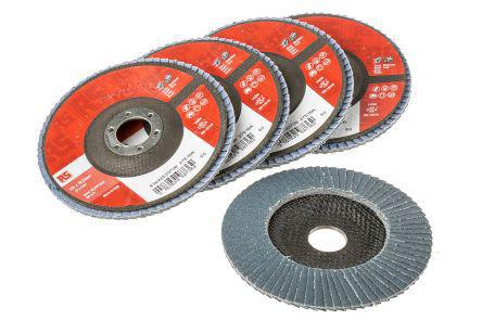 851-7679 RS Pro Zirconia Aluminium Medium Flap Disc, P80 Grit, 13300rpm, 115mm x 22mm Bore