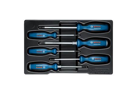 1600A02CV3 Bosch Phillips, Pozidriv, Slotted, Torx Assorted Screwdriver Set, 6-Piece