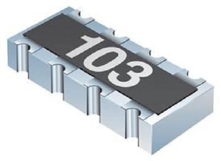 CAY16A-49R9F4LF Bourns 49.9Ω Resistor Array, 4 Resistors, 0.25W total, 1206 (3216M), Convex