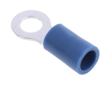 534-581 RS Pro Insulated Tin Plated Crimp Ring Terminal, M4 Stud Size, 1.5mm² to 2.5mm², 16AWG to 14AWG, Blue