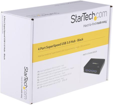 ST4300USB3GB StarTech.com 4x USB A Port Hub, USB 3.0 - AC Adapter Powered