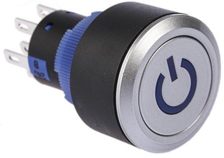 175-9021 2 Poles + Momentary + Blue LED 24V