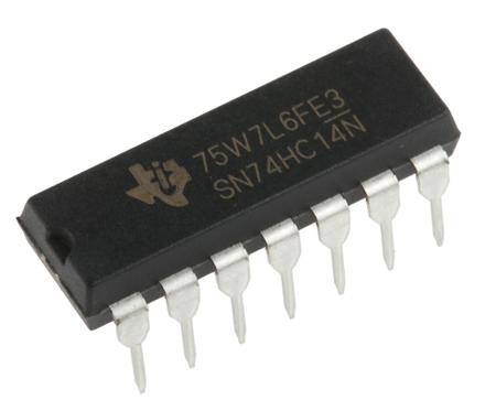 SN74HC14N Texas Instruments  Hex Schmitt Trigger Inverter, 14-Pin PDIP