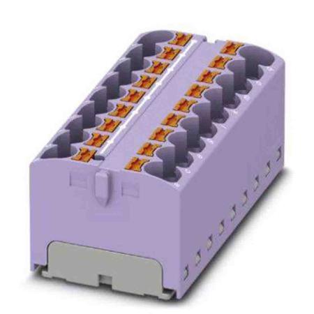 3273850 Phoenix Contact Distribution Block, 18 Way, 6mm², 32A, 450 V, Violet