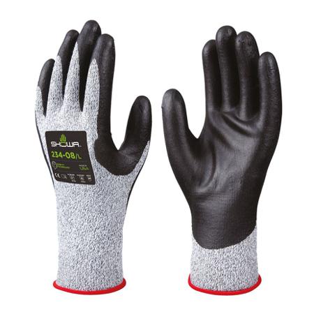 SHO23405 Showa 234 Black, Grey HPPE, Spandex Cut Resistant, Dry Environment, Good Dexterity Work Gloves, Size XXL, Nitrile